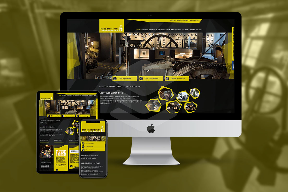 Responsive Webseite für das Besucherbergwerk der Graphit Kropfmühl