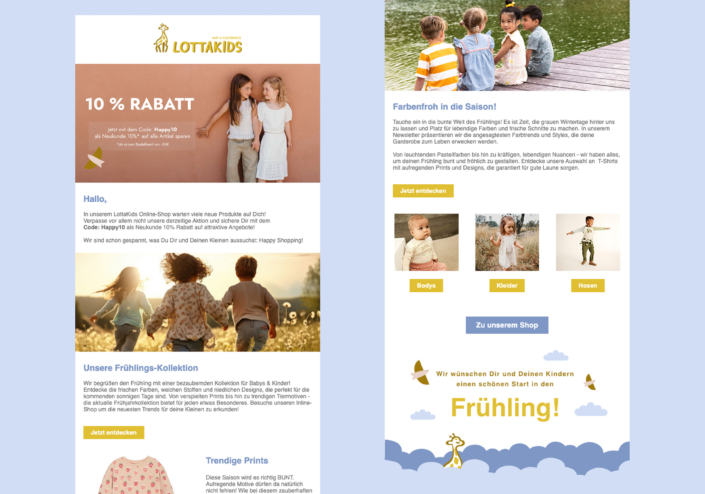 Layout der Lottakids-Website