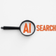 Lupe mit dem Text AI Search, symbolisiert künstliche Intelligenz bei Suchvorgängen.
