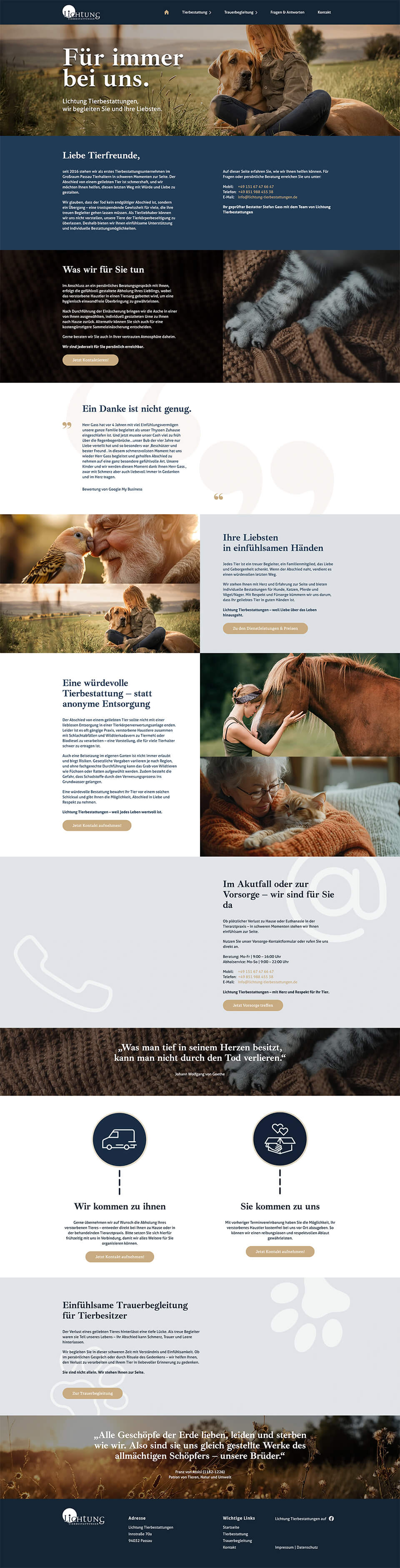 Lichtung Tierbestattungen Website