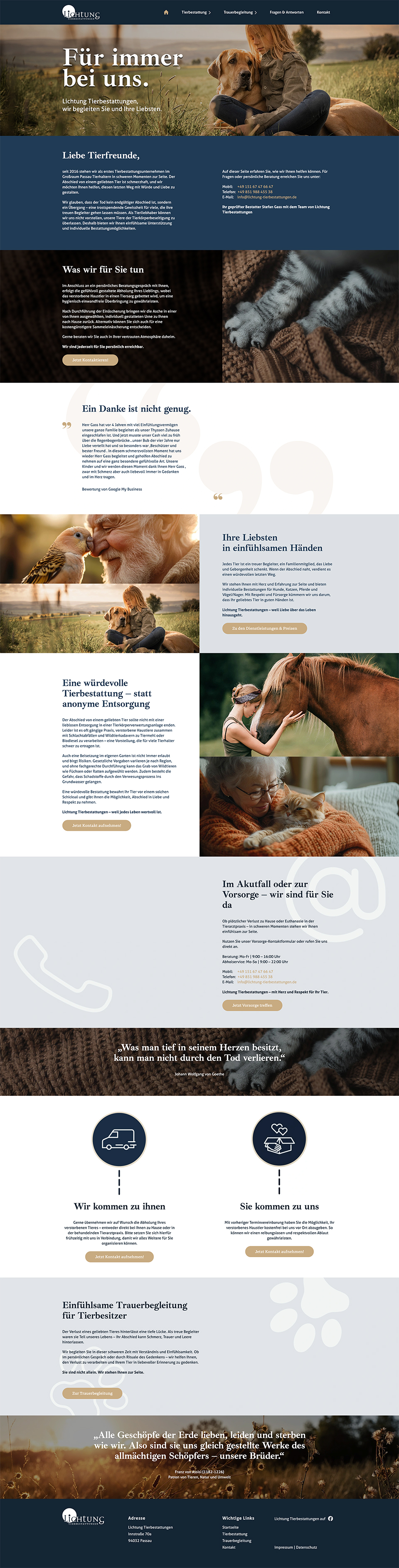 Lichtung Tierbestattungen Website