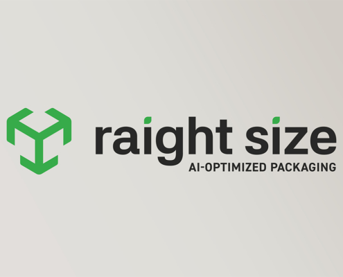 Logo der Marke raight size für KI-optimierte Verpackungen auf hellem Hintergrund.