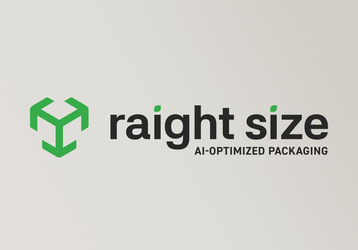 Logo der Marke raight size für KI-optimierte Verpackungen auf hellem Hintergrund.