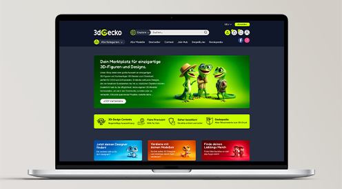 3D Gecko | Moderner Marktplatz